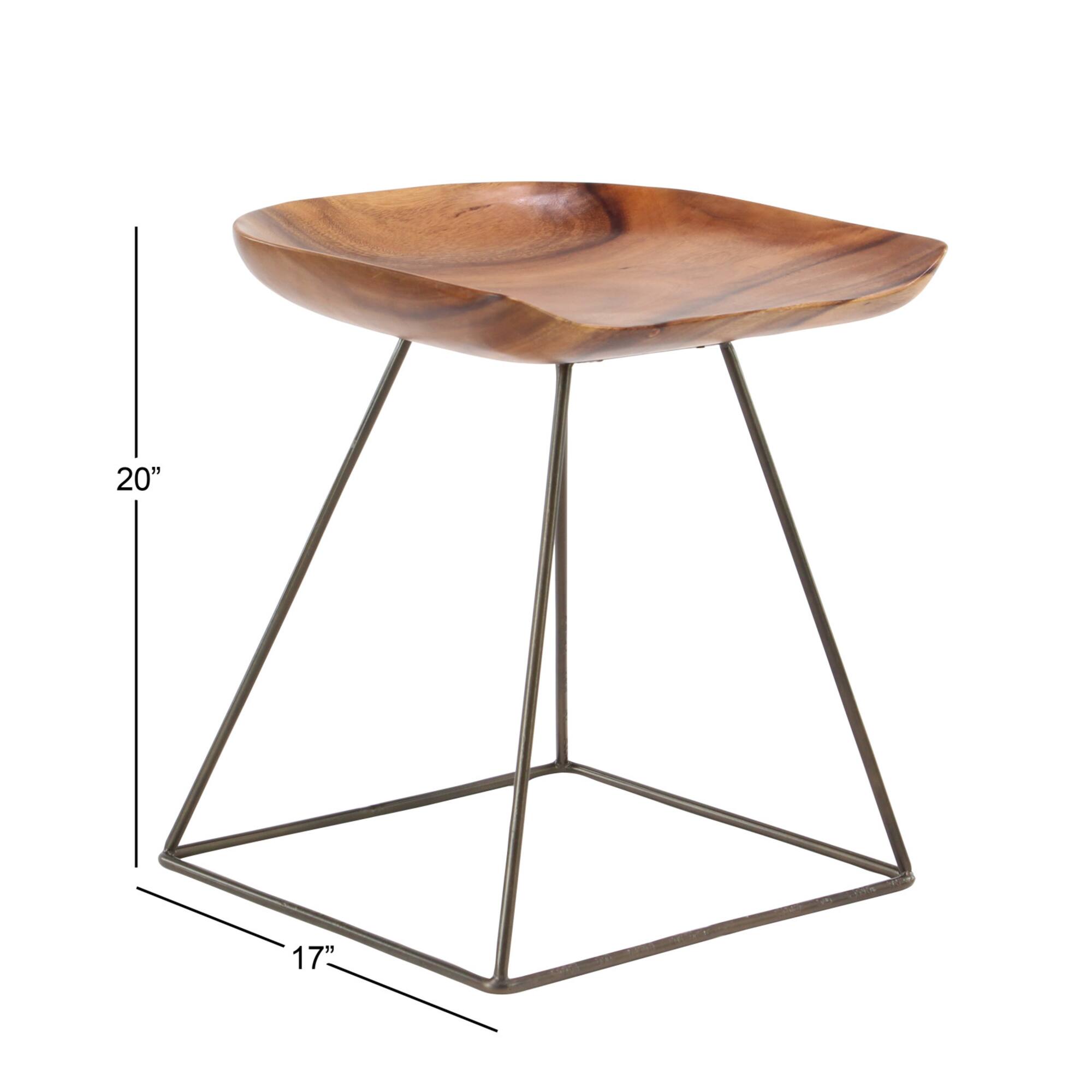 20" Brown Iron Rustic Stool